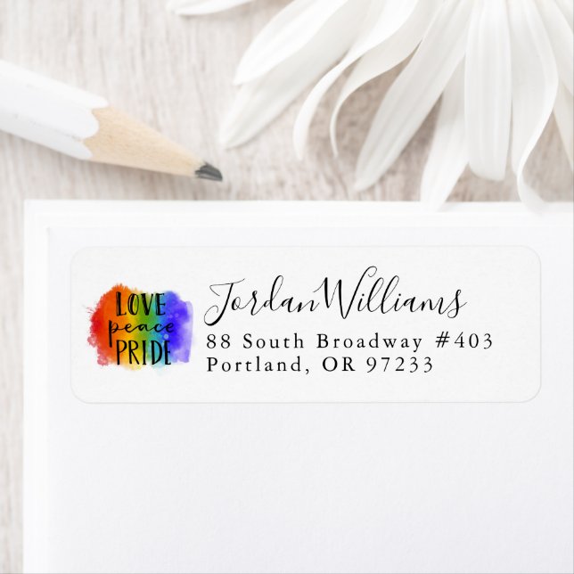 Love Peace Pride Return Address Label (Insitu)