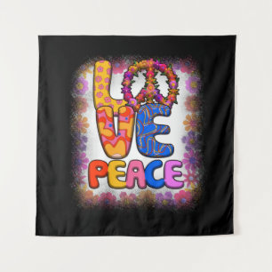 Love Peace Retro 60s & 70s Floral Hippie Peace Tapestry