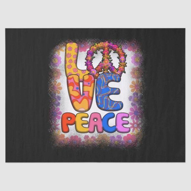 Love Peace Retro 60s & 70s Floral Hippie Peace Tissue Paper (Front)
