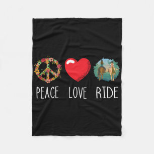 Love Peace Ride Horseback Riding Horse Lover Eques Fleece Blanket