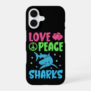 Love Peace Sharks Cute Sea Animals Sharks Lover iPhone 16 Case