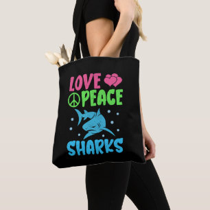 Love Peace Sharks Cute Sea Animals Sharks Lover Tote Bag