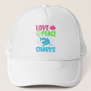 Love Peace Sharks Cute Sea Animals Sharks Lover Trucker Hat
