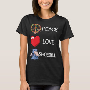Love Peace Shoebill African Bird Heart Mayan Bird T-Shirt