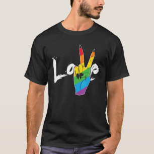 Love Peace Sign Rainbow Lesbian Lgbt Parade Gay Pr T-Shirt
