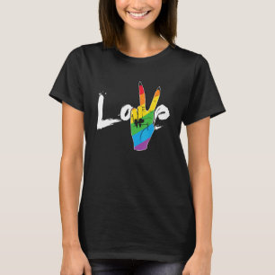 Love Peace Sign Rainbow Lesbian Lgbt Parade Gay Pr T-Shirt