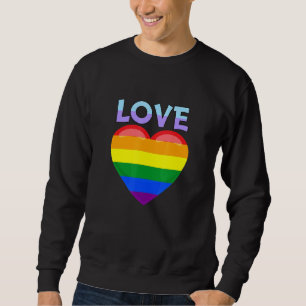 Love Peace Sign With Rainbow Colours Lgbt Lesbian Sweatshirt