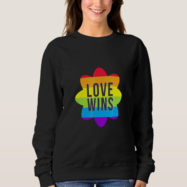 Love Peace Sign With Rainbow Colours Lgbt Lesbian  Sweatshirt (Front)
