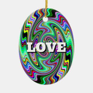 LOVE PEACE ( two-sided ) Ceramic Ornament