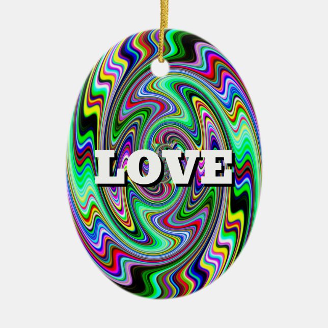 LOVE PEACE ( two-sided ) Ceramic Ornament (Front)