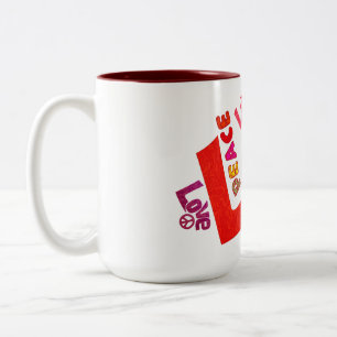 Love, peace, typography Two-Tone coffee mug