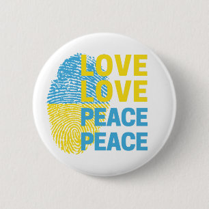 Love Peace Ukrainian Support Ukraine 6 Cm Round Badge