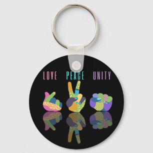 Love Peace Unity Hand Sign    Key Ring