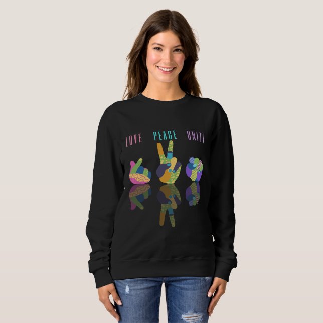 Love Peace Unity Hand Sign Sweatshirt (Front Full)