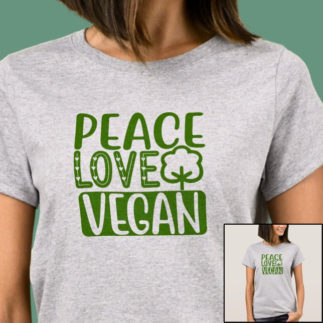 Love Peace Vegan - on Light Colour T-Shirt (Creator Uploaded)