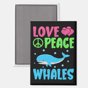 Love Peace Whales Cute Sea Animals Whale Lover Magnet