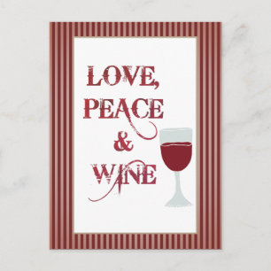 Love Peace Wine Postcard
