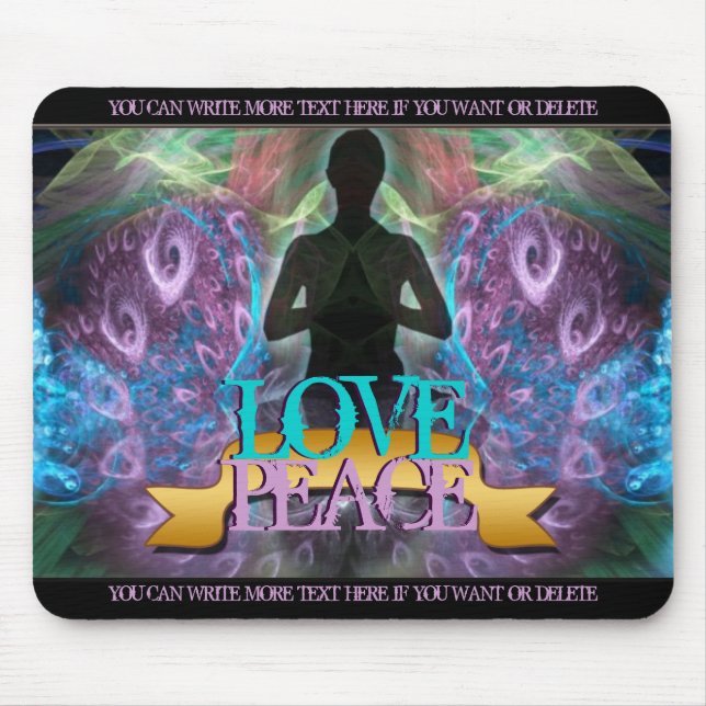 Love Peace Zen Yoga Fractal Art Mousepad (Front)