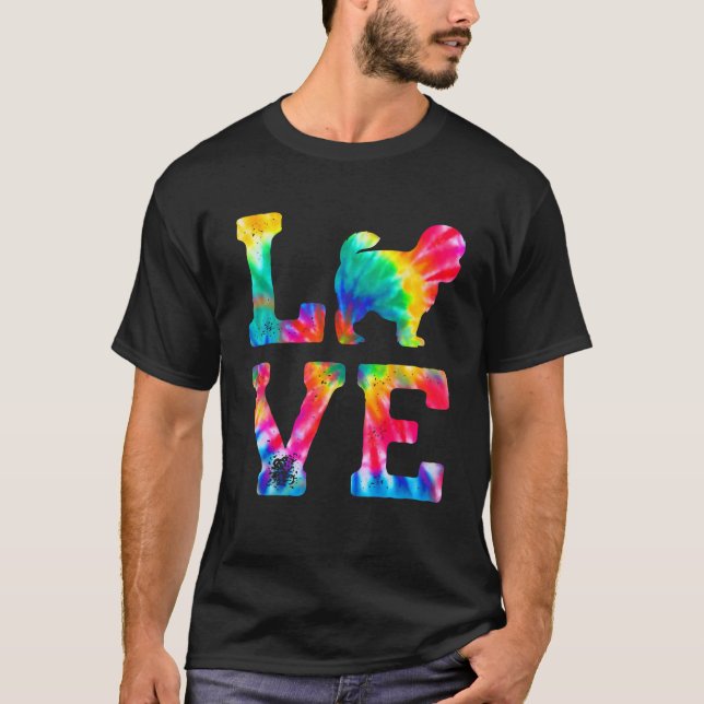 Love Peekapoo Tie Dye Dog Mum Dad T-Shirt (Front)