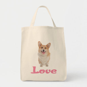 Love Pembroke Welsh Corgi Puppy Dog Grocery Tote Bag