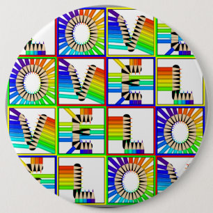 LOVE PENCILS 6 CM ROUND BADGE