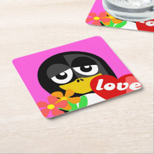 LOVE PENGUIN SQUARE PAPER COASTER