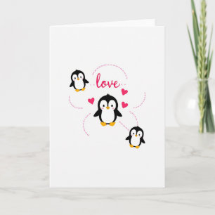 Love Penguins Hearts Card