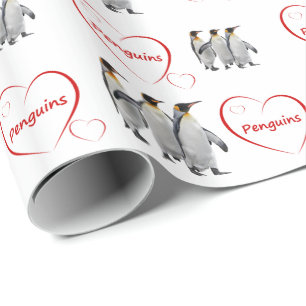 Love Penguins Wrapping Paper (choose colour)