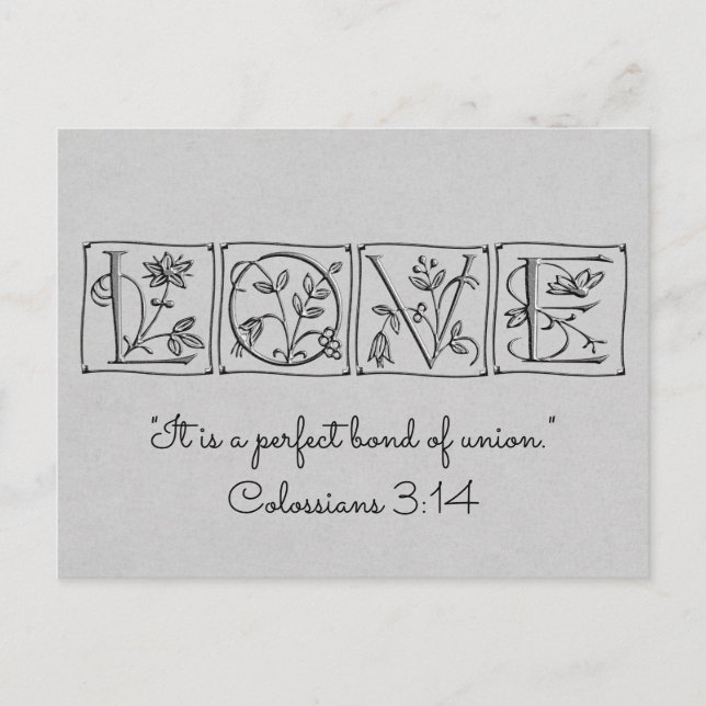 Love Perfect Bond of Union~Scripture~Save the Date Announcement Postcard (Front)