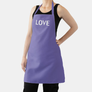 Love, periwinkle lilac white apron