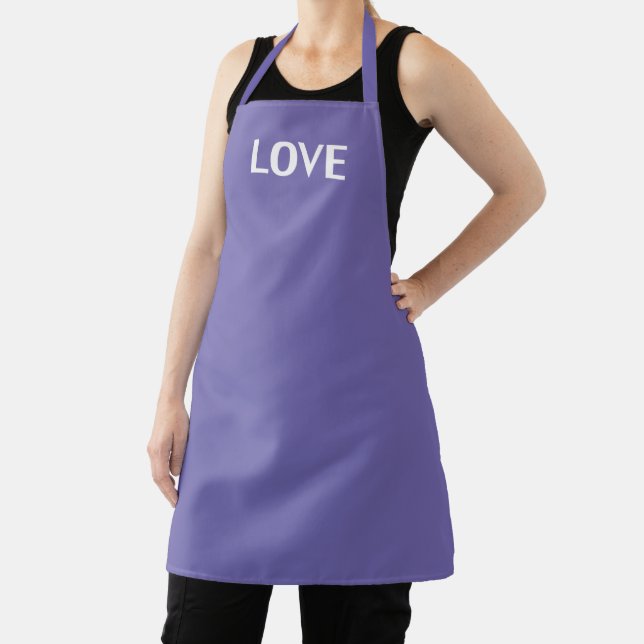 Love, periwinkle lilac white apron (Insitu)