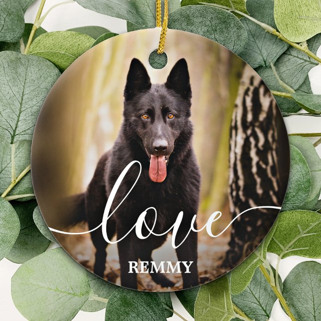Love Personalised 2 Photo Dog Pet Memorial  Ceramic Ornament (Creator Uploaded)