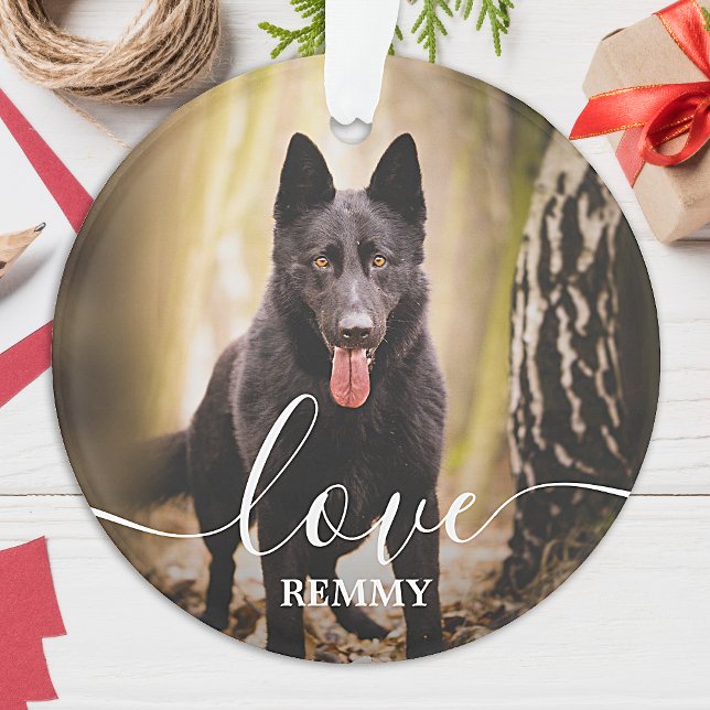 Love Personalised 2 Photo Dog Pet Memorial  Ornament (Creator Uploaded)