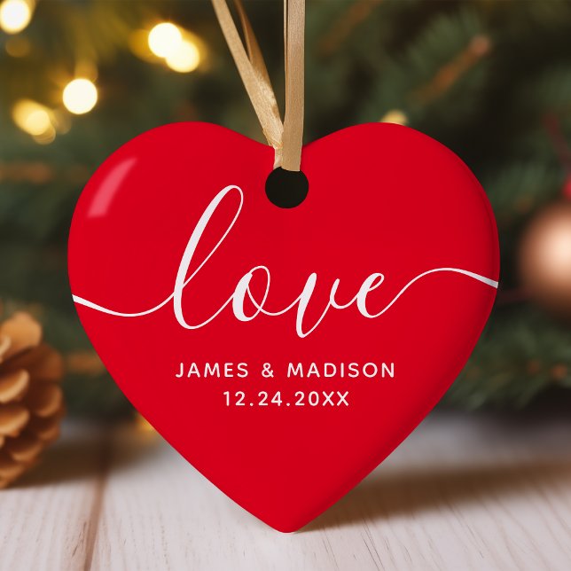 Love Personalised Couples Red Photo Ornament (Creator Uploaded)