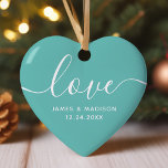 Love Personalised Couples Teal Photo Ornament<br><div class="desc">Love Personalised Couples Photo Ornament. Romantic ornament that makes a great gift for the holidays. Would also make a great wedding favour. Personalise this custom design with your own photo and text.</div>