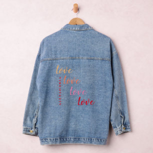Love Personalised Minimal Typography Denim Jacket