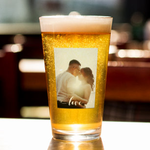 Love Personalised Photo Valentine Anniversary Glass