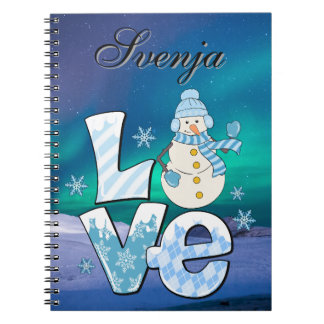 "Love personalizable notebook" with snowman Notebook