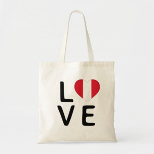 Love - Peru Flag Tote Bag
