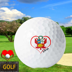 Love Peru Golf Balls, Peruvian flag, Heart Balls