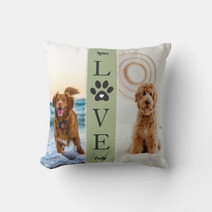 LOVE Pet Photos Custom Names Lace Band Cushion