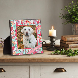 Love Pet Red Pink Heart Photo Customised Name Plaque