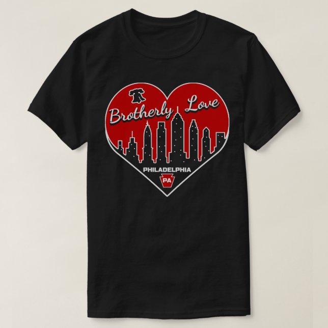 Love Philadelphia PA Philly Lover Heart City Skyli T-Shirt (Design Front)