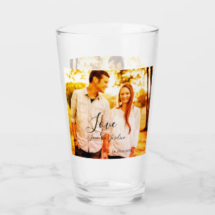 Love photo add name est. Date year wedding couple  Glass