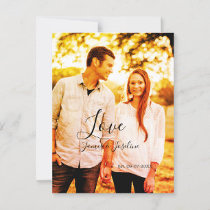 Love photo add name est. Date year wedding couple Postcard