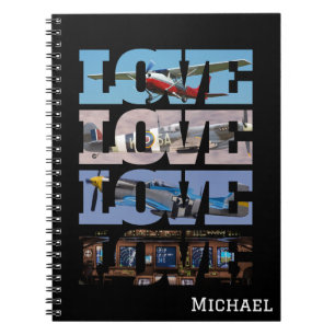 LOVE Photo Aeroplane, Aviation, Minimalist  Notebook