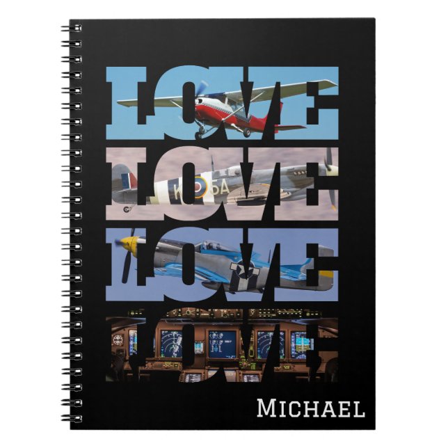 LOVE Photo Aeroplane, Aviation, Minimalist  Notebook (Front)