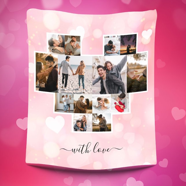 Love Photo Collage Fleece Blanket (Creator Uploaded)