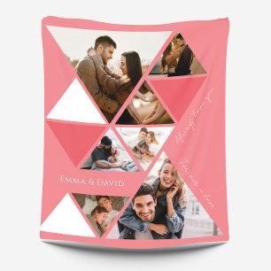 Love Photo Collage Modern Elegant Fleece Blanket