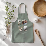 Love photo collage modern personalised sage green apron<br><div class="desc">Love 4 photo simple modern sage green personalised anniversary,  wedding,  birthday or Christmas gift apron for the one you love.</div>